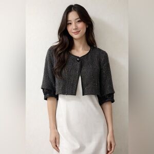 Raquel Couture Cropped Tweed Bolero Jacket – FR 36 (US Small)